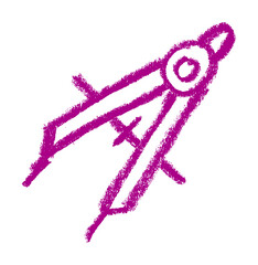 Compass School Related Icon Crayon Chalk Drawing