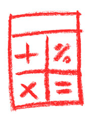 Calculator School Related Icon Crayon Chalk Drawing