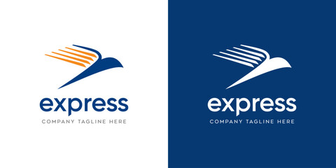 logo express logistic transportation, express fast service logistic concept logo design template