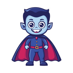 Cute Little Dracula Vampire, Halloween Vector Clipart Design.