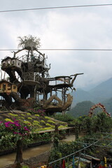 wooden house in tree on a mountain