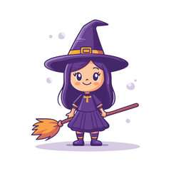 Cute Witch Vector Design Halloween Clipart