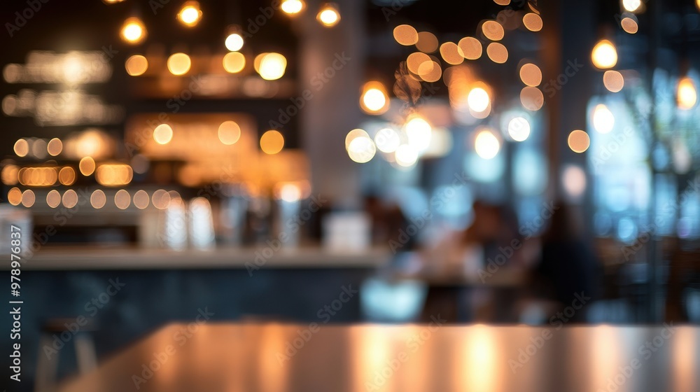 Poster a cozy caf? setting with warm lights, creating an inviting atmosphere for social gatherings.
