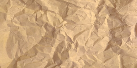 Fototapeta premium Crumpled brown craft package paper texture. Abstract beige background with wrinkled cardboard texture. Vector illustration of a realistic origami page image
