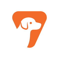 Dog Logo combine with letter V vector template