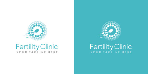 Fertility clinic logo. sperm symbols healthcare fertility pregnancy women. logo design vector.