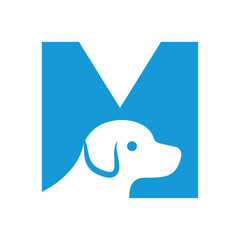 Dog Logo combine with letter M vector template