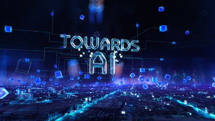 Towards AI - businessman working with virtual reality at office.