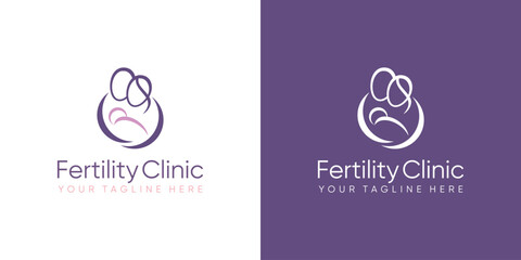 Fertility clinic logo. sperm symbols healthcare fertility pregnancy women. logo design vector