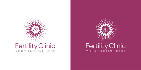 Fertility clinic logo. sperm symbols healthcare fertility pregnancy women. logo design vector.