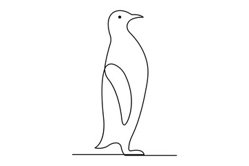 Penguin continuous one line art drawing of vector