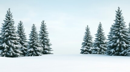 Fototapeta premium Serene Snowy Landscape with Majestic Pine Trees