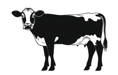 Silhouette of a dairy cow with udder, art, transparent background