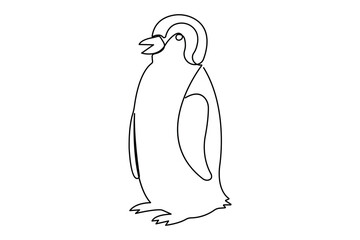 Obraz premium Penguin continuous one line art drawing of vector