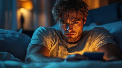 Obraz premium Evening Phone Use in Bed