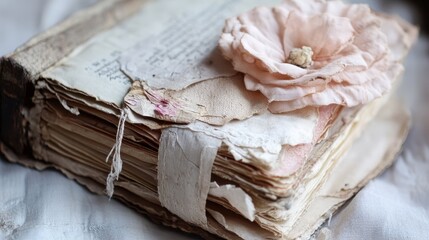 Vintage Book with Delicate Flower Adornment