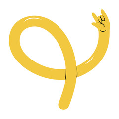 Funky long hand showing horns gesture. Hand drawn isolated vector illustration