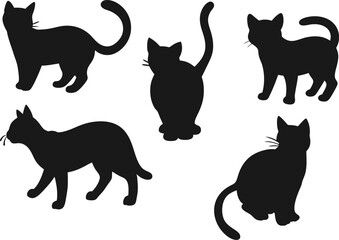 Cat silhouette vector set Isolated On White Background