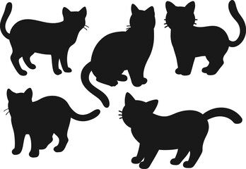 Cat silhouette vector set Isolated On White Background