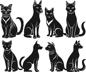 PrintFlat design dog and cat silhouette set