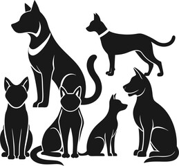 PrintFlat design dog and cat silhouette set