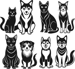 Flat design dachshund silhouette illustration