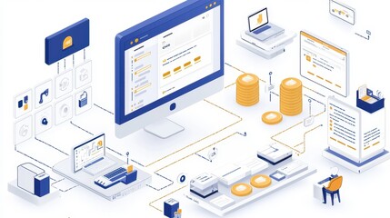 Obraz premium Digital Marketing Strategy with Cryptocurrency Blockchain and Technology