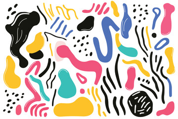 Simple colorful shapes vector set isolated on white