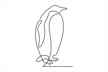Penguin continuous one line art drawing of vector
