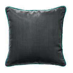 Decorative pillow dark gray turquoise color corduroy texture. png isolated background. transparent background