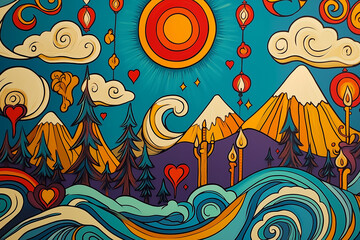 새해 감사 카드 아트 일러스트레이션