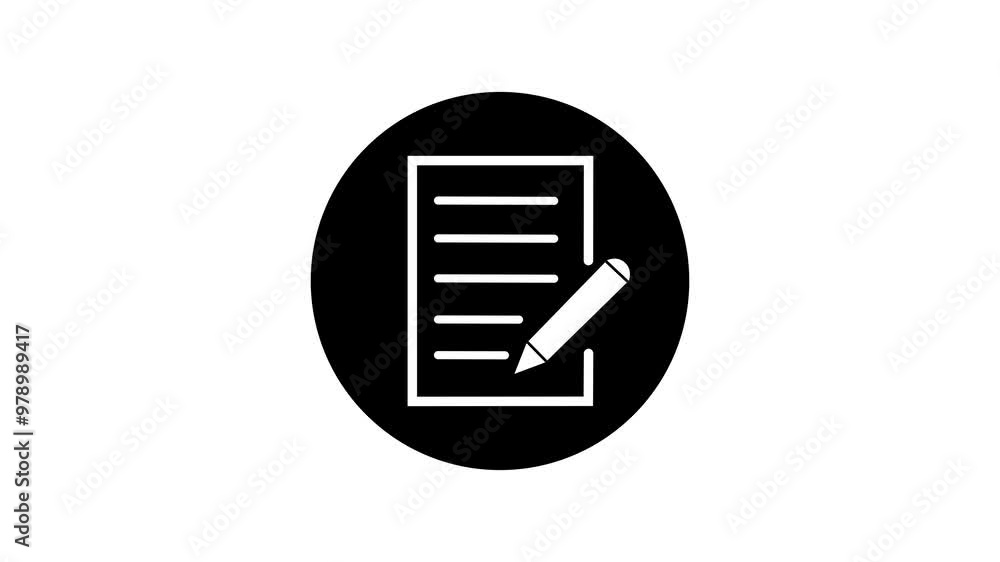 Poster documents icon. pen with document icon animation. paper sign. check list icon isolated. documents li