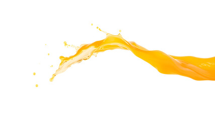 Orange juice splash, isolated on white background. Liquid splash wave, flowing stream of healthy orange smoothie.. Generative AI