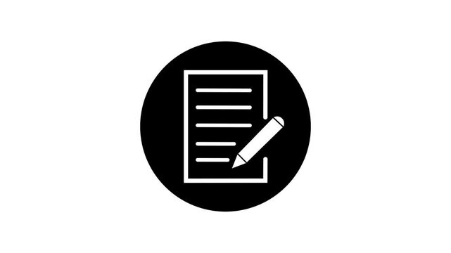 Documents icon. pen with document icon animation. paper sign. Check list icon isolated. Documents list icon, business documents icon isolated .