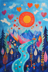 새해 감사 카드 아트 일러스트레이션