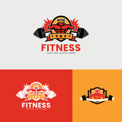 Obraz premium Fitness logo template flat style