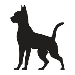 This is a simple black and white illustration of a dog silhouette.