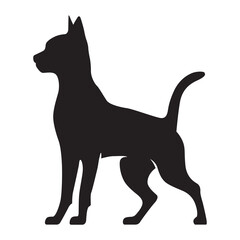 This is a simple black and white illustration of a cat silhouette.