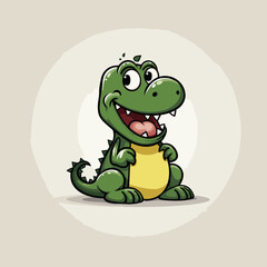 Obraz premium Alligator hand-drawn kids comic illustration. Cute vector doodle style cartoon illustration.