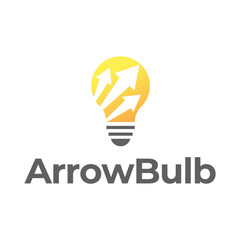 Simple electrical bulb with arrow symbol logo.