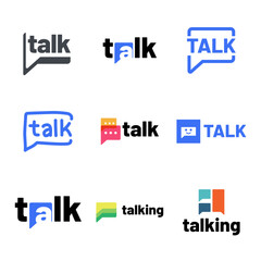 Set of Modern Chat Talk Logo Design Vector Template