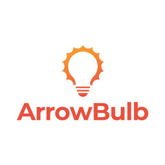 Simple electrical bulb with arrow symbol logo.