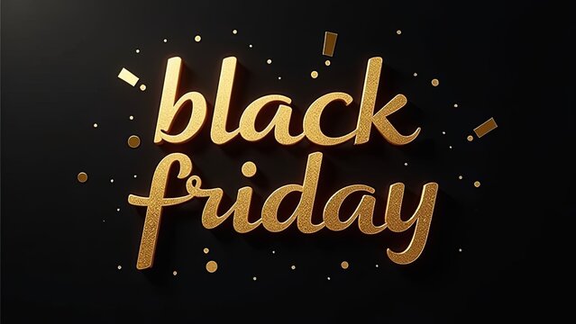 A luxurious Black Friday banner. Gold text on a black background. Black Friday sale poster. Commercial discount event banner.