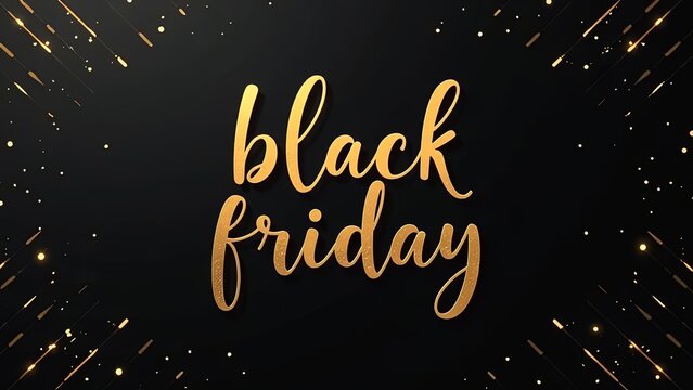 A luxurious Black Friday banner. Gold text on a black background. Black Friday sale poster. Commercial discount event banner.