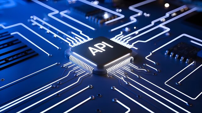 API microchip, Application Programming Interface, Business, modern technology, API chip on a cricuit board