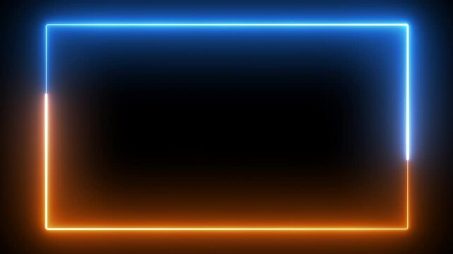 animation of neon lights, neon blue and orange with square frames