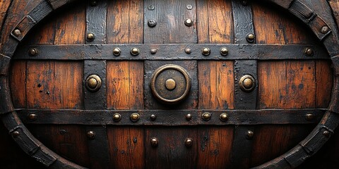 Fototapeta premium Rustic wooden barrel background with aged texture perfect for winery or brewery