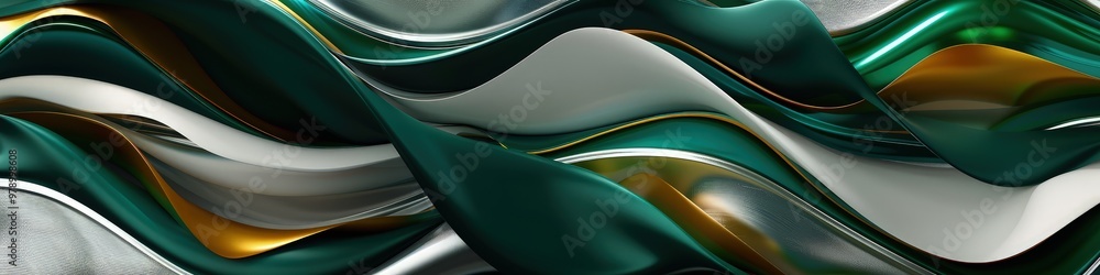 Aufkleber an intricate minimalist abstract background with fluid geometric shapes in varying shades of emerald