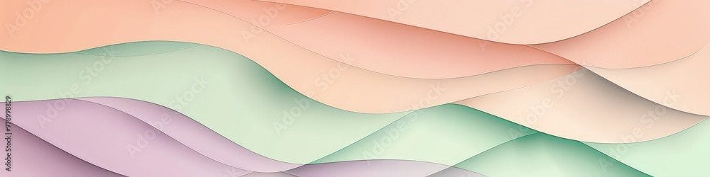 Poster an intricate minimalist abstract background with layered geometric patterns in shades of peach, lave