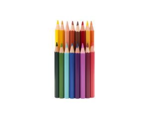 A row of sharpened colored pencils is ideal for educational materials, school supplies, stationary, art projects, coloring books, and creative designs. Generative AI